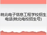 皖北电子信息工程学校招生电话(皖北电校招生号)