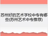 苏州好的艺术学校中专有哪些(苏州艺术中专推荐)