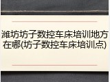 潍坊坊子数控车床培训地方在哪(坊子数控车床培训点)