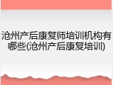 沧州产后康复师培训机构有哪些(沧州产后康复培训)