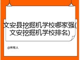 文安县挖掘机学校哪家强(文安挖掘机学校排名)