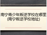 南宁青少年叛逆学校在哪里(南宁叛逆学校地址)