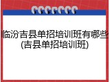 临汾吉县单招培训班有哪些(吉县单招培训班)