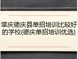 肇庆德庆县单招培训比较好的学校(德庆单招培训优选)