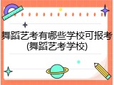 舞蹈艺考有哪些学校可报考(舞蹈艺考学校)