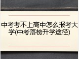 中考考不上高中怎么报考大学(中考落榜升学途径)