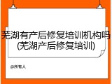 芜湖有产后修复培训机构吗(芜湖产后修复培训)