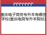 重庆电子商务专升本有哪些学校(重庆电商专升本院校)