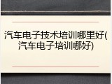 汽车电子技术培训哪里好(汽车电子培训哪好)