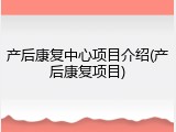 产后康复中心项目介绍(产后康复项目)