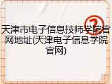 天津市电子信息技师学院官网地址(天津电子信息学院官网)