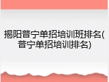 揭阳普宁单招培训班排名(普宁单招培训排名)