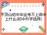 平顶山初中毕业考不上高中上什么(初中升学选择)