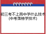 初三考不上高中学什么技术(中考落榜学技术)