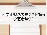 南宁正规艺考培训机构(南宁艺考培训)