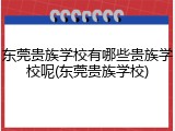 东莞贵族学校有哪些贵族学校呢(东莞贵族学校)