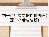 西宁产后康复护理班哪有(西宁产后康复班)