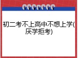 初二考不上高中不想上学(厌学拒考)