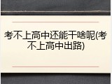 考不上高中还能干啥呢(考不上高中出路)