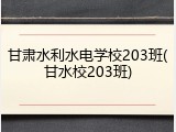 甘肃水利水电学校203班(甘水校203班)