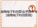 湖南电子科技职业学院中专(湖南电子科技职院)