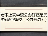 考不上高中读公办好还是民办(高中择校：公办民办？)