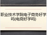 职业技术学院电子商务好学吗(电商好学吗)