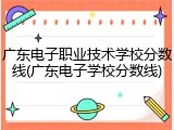 广东电子职业技术学校分数线(广东电子学校分数线)