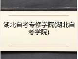 湖北自考专修学院(湖北自考学院)