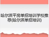 哈尔滨平房单招培训学校推荐(哈尔滨单招培训)