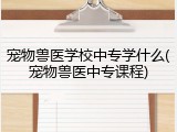 宠物兽医学校中专学什么(宠物兽医中专课程)