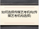 如何选择传媒艺考机构(传媒艺考机构选择)
