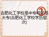 合肥化工学校是中专吗还是大专(合肥化工学校学历层次)