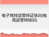 电子竞技运营师证培训(电竞运营师培训)