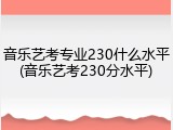 音乐艺考专业230什么水平(音乐艺考230分水平)