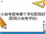 小自考报考哪个学校职高好(职高小自考学校)
