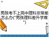 男孩考不上高中理科非常差怎么办("男孩理科差升学难")