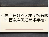 石家庄有好的艺术学校有哪些(石家庄优质艺术学校)