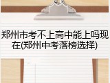 郑州市考不上高中能上吗现在(郑州中考落榜选择)