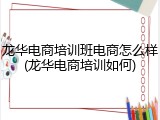 龙华电商培训班电商怎么样(龙华电商培训如何)