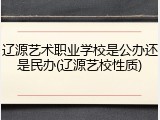 辽源艺术职业学校是公办还是民办(辽源艺校性质)