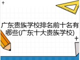 广东贵族学校排名前十名有哪些(广东十大贵族学校)