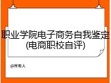 职业学院电子商务自我鉴定(电商职校自评)