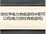技校学电力有前途吗中职可以吗(电力技校有前途吗)