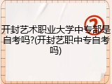 开封艺术职业大学中专部是自考吗?(开封艺职中专自考吗)