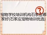 宠物学校培训机构石家庄哪家好(石家庄宠物培训优选)