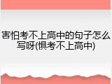 害怕考不上高中的句子怎么写呀(惧考不上高中)