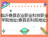 临沂费县农业职业科技职业学院地址(费县农科院地址)