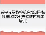 咸宁赤壁数控机床培训学校哪里比较好(赤壁数控机床培训)