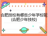合肥技校有哪些少年学校呢(合肥少年技校)